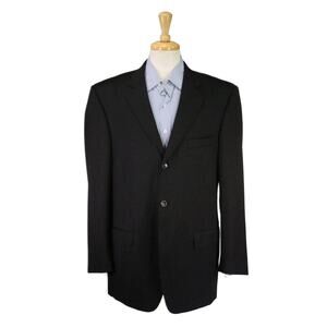 Naldini Solid Black Super 150's Wool 3-Btn Blazer Jacket Hand Tailored 42R